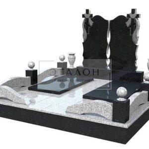 Мемориальный комплекс с гранитной оградой и шарами. К-01. Гранит, мрамор на выбор.